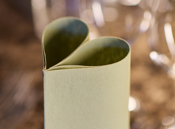 Bio Dunisoft in pistachio green folded like a heart